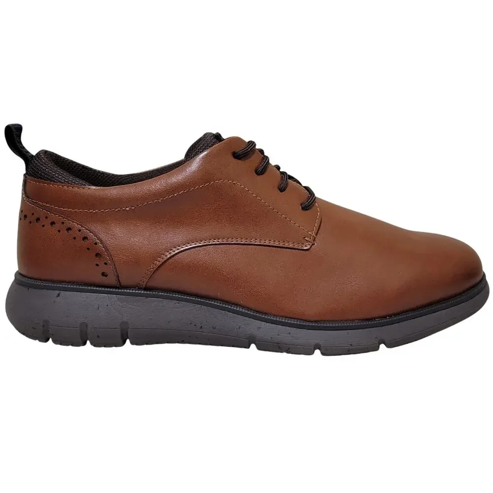 Nunn Bush Men Stance Plain Toe Derby Oxfords Size US 11.5M Cognac Brown